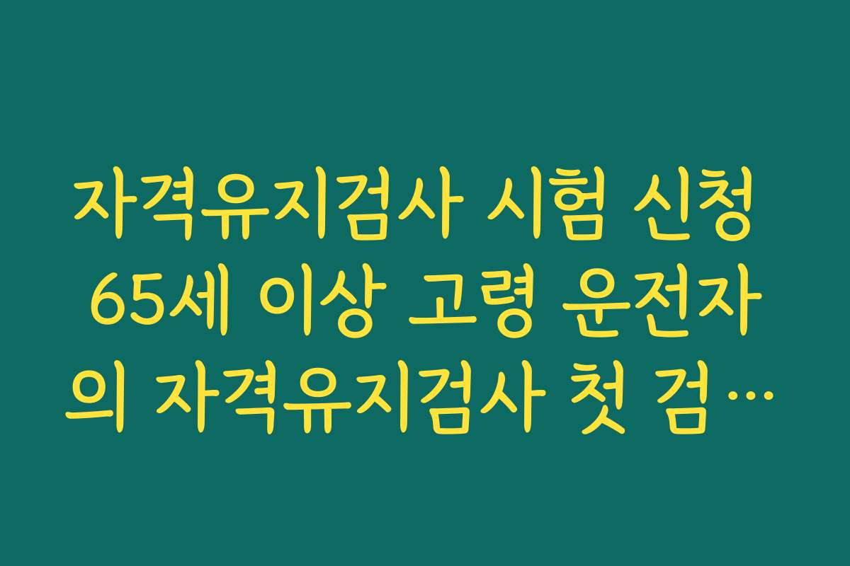 자격유지검사 시험 신청 65세 이상 고령 운전자의 자격유지검사 첫 검사 시기와 이후 검사 주기 계산하기 자격유지검사 시험 신청 65세 이상 고령 운전자의 자격유지검사 첫 검사 시기와 이후 검사 주기 계산하기