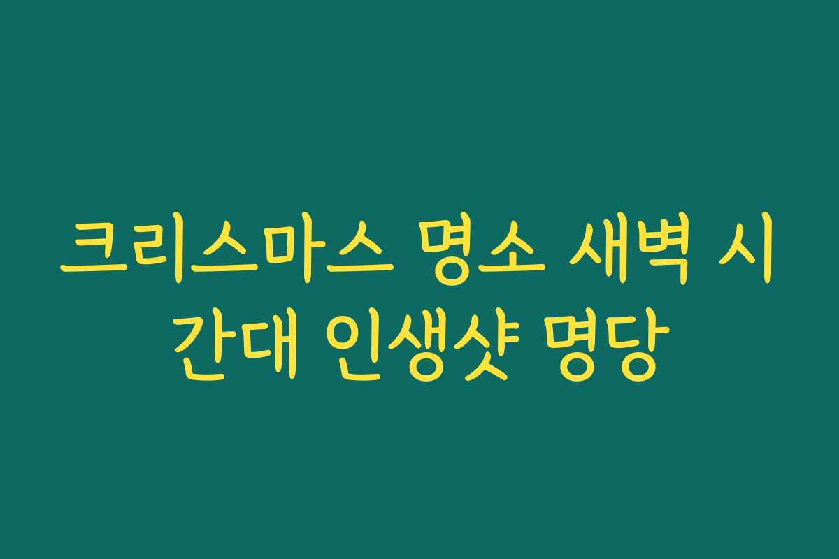 크리스마스 명소 새벽 시간대 인생샷 명당