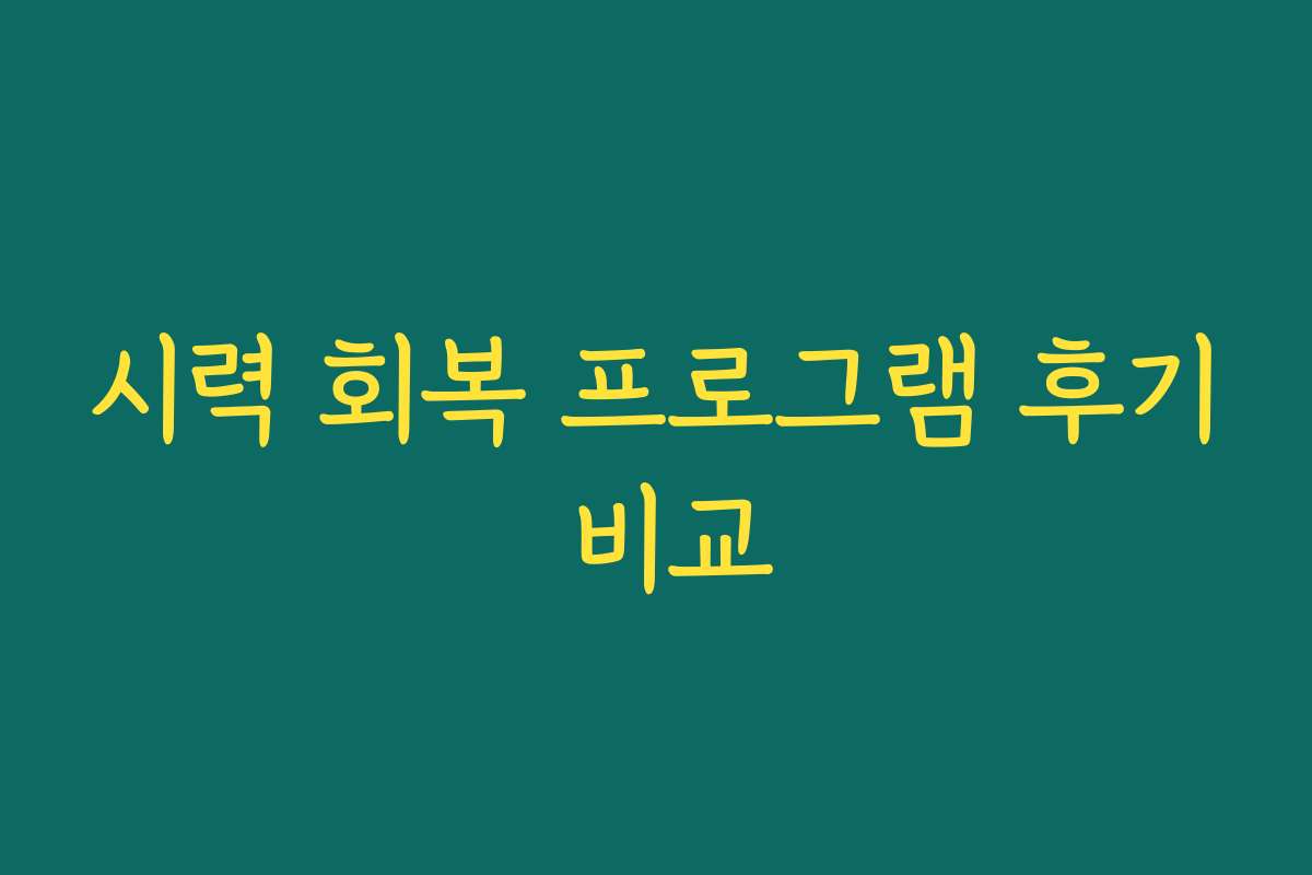 시력 회복 프로그램 후기 비교