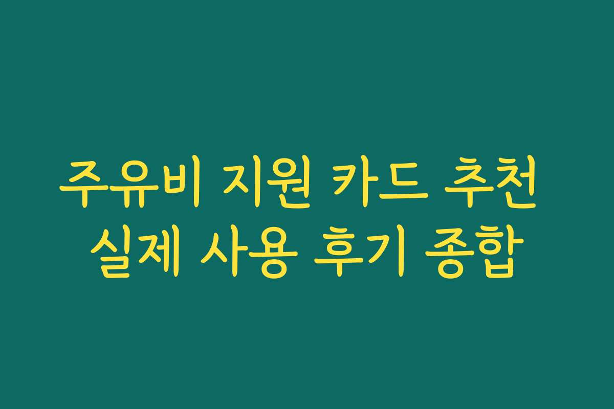 주유비 지원 카드 추천 실제 사용 후기 종합 주유비 지원 카드 추천 실제 사용 후기 종합