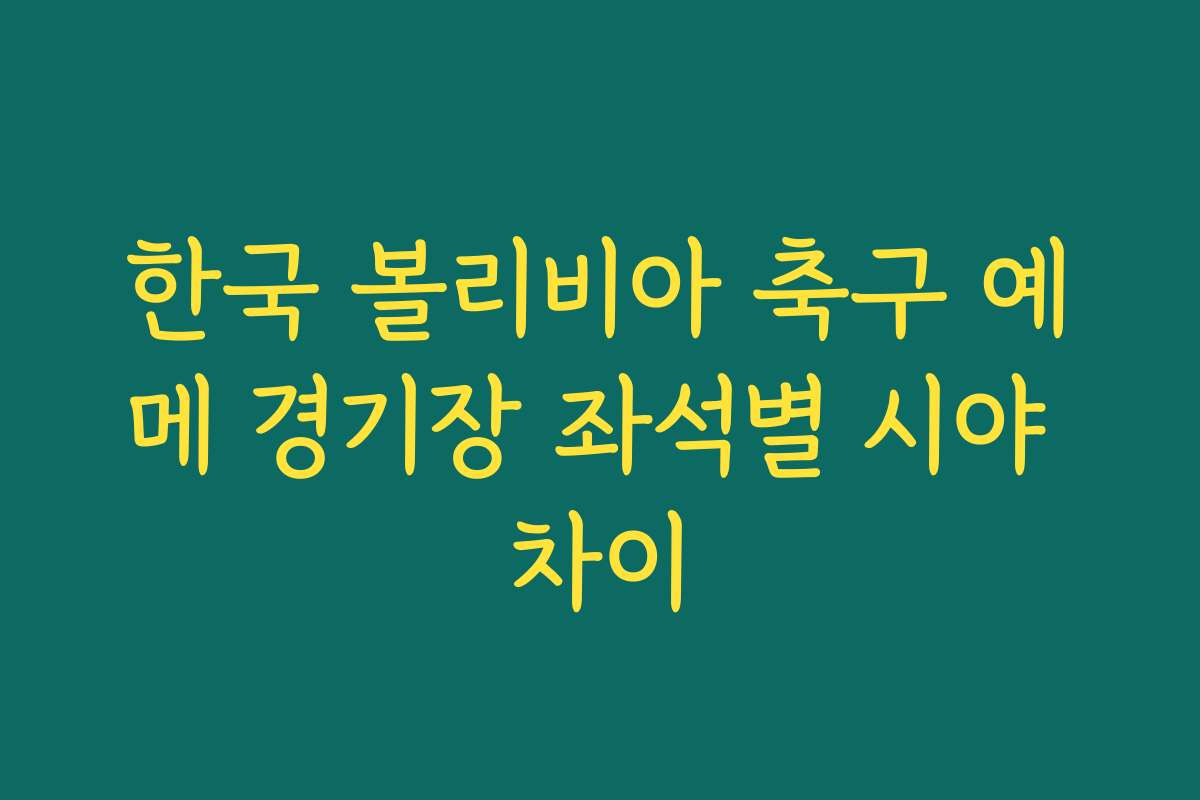한국 볼리비아 축구 예메 경기장 좌석별 시야 차이 한국 볼리비아 축구 예메 경기장 좌석별 시야 차이