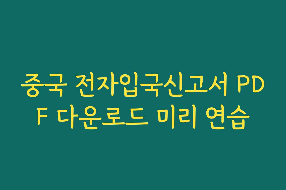 중국 전자입국신고서 PDF 다운로드 미리 연습