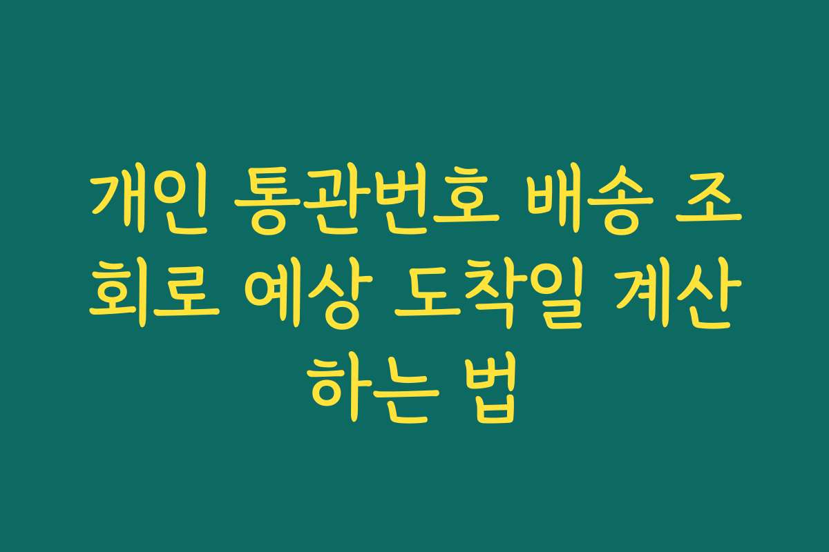 개인 통관번호 배송 조회로 예상 도착일 계산하는 법 개인 통관번호 배송 조회로 예상 도착일 계산하는 법