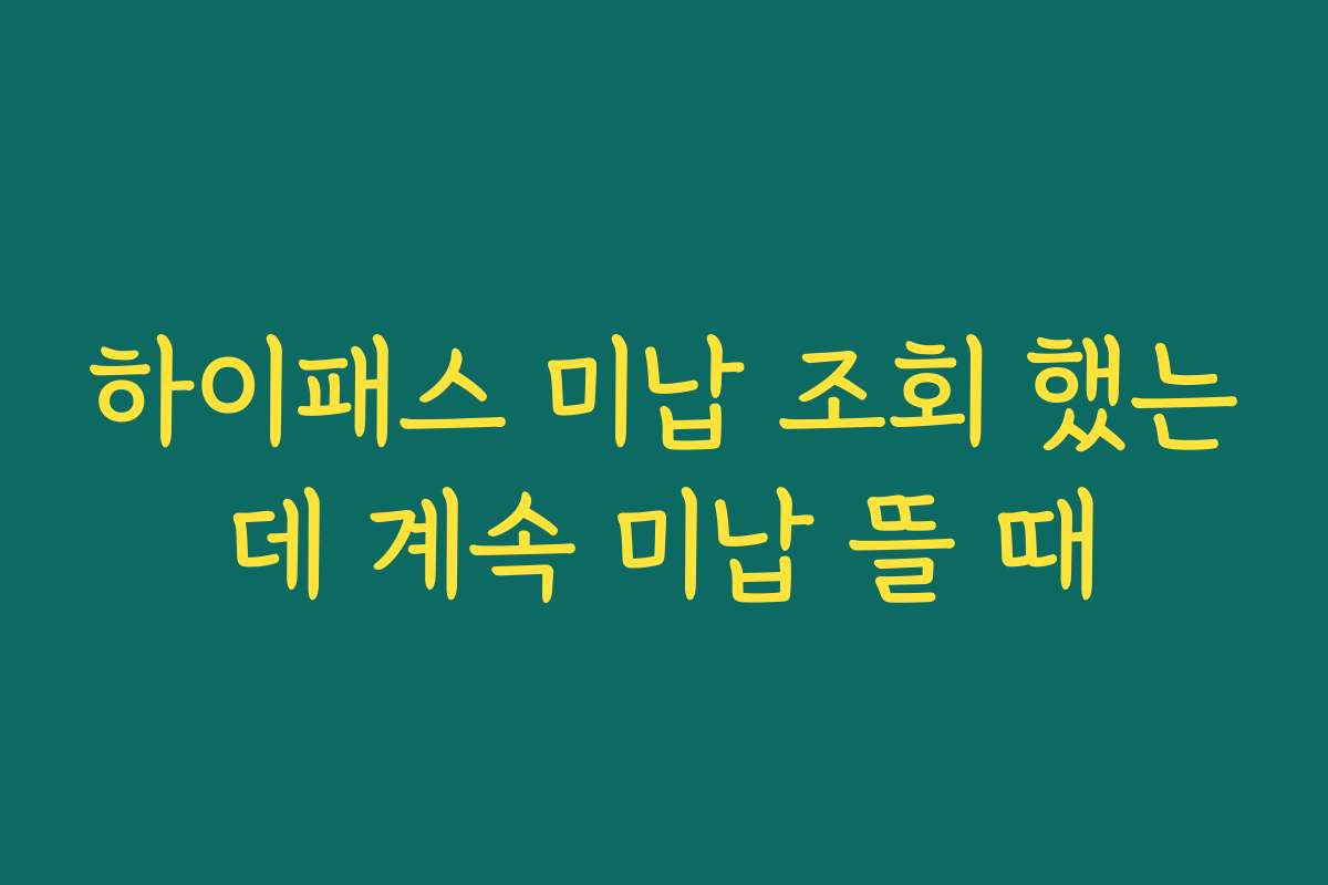 하이패스 미납 조회 했는데 계속 미납 뜰 때
