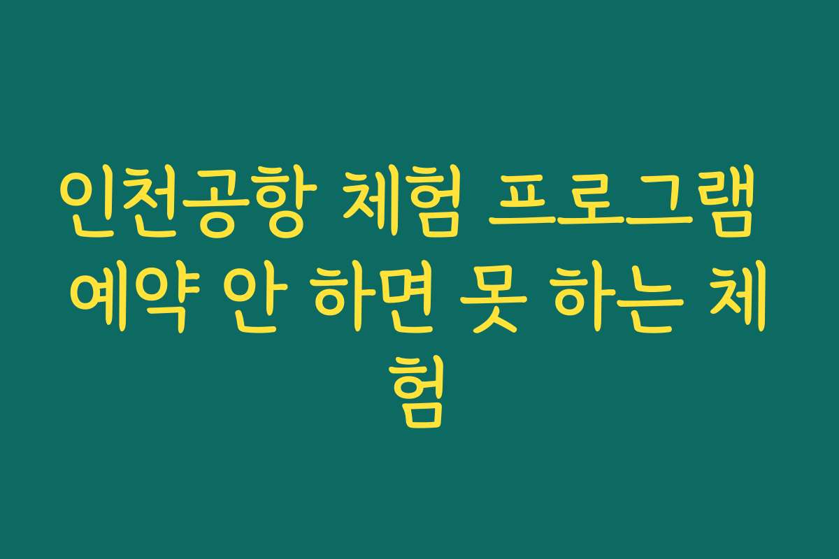 인천공항 체험 프로그램 예약 안 하면 못 하는 체험