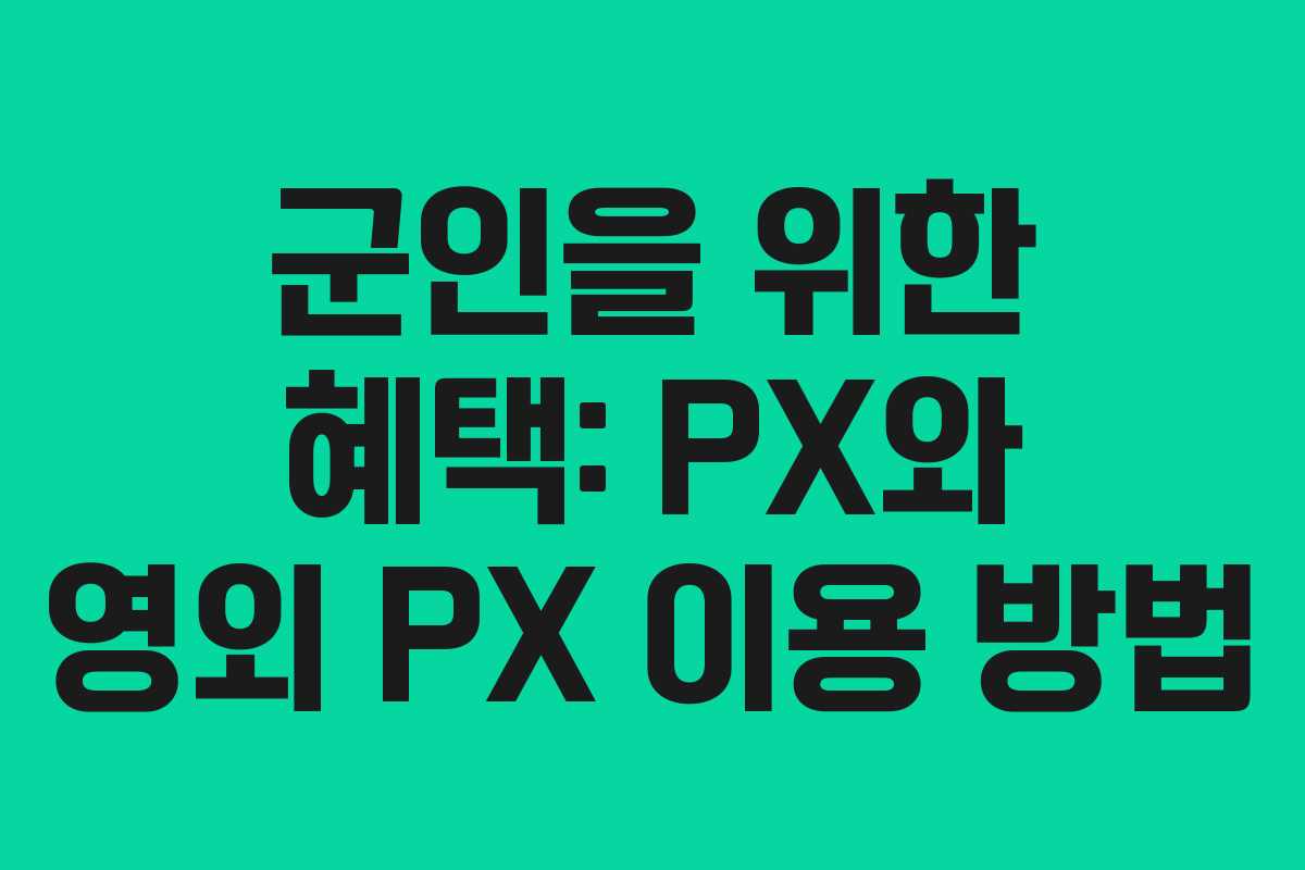 군인을 위한 혜택: PX와 영외 PX 이용 방법