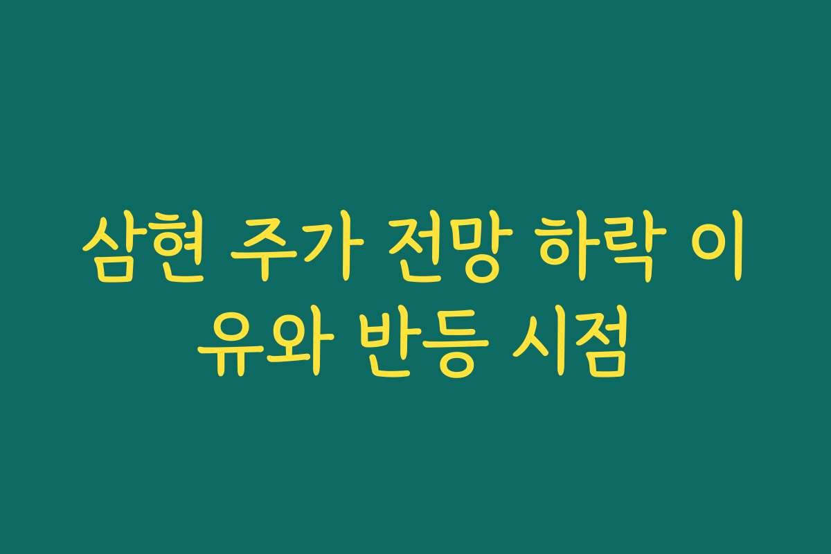 삼현 주가 전망 하락 이유와 반등 시점