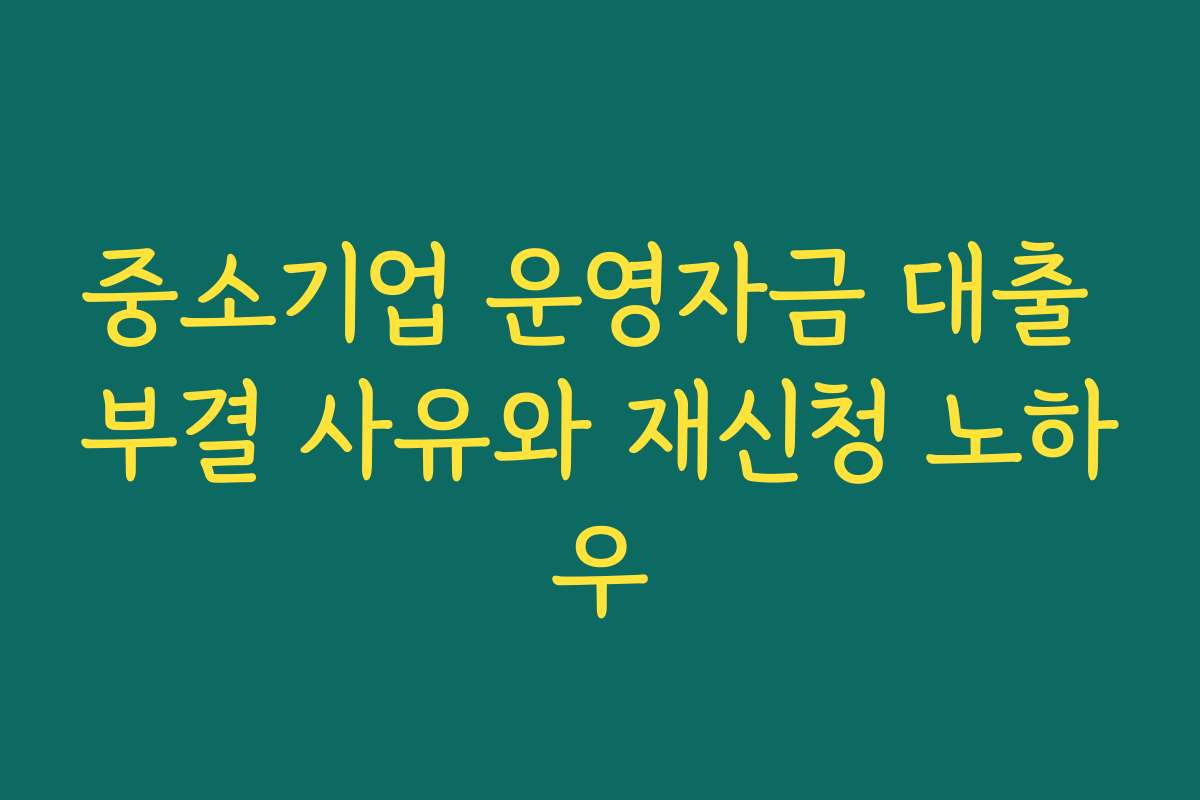 중소기업 운영자금 대출 부결 사유와 재신청 노하우