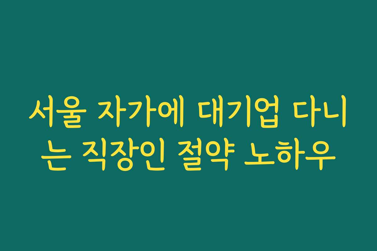 서울 자가에 대기업 다니는 직장인 절약 노하우
