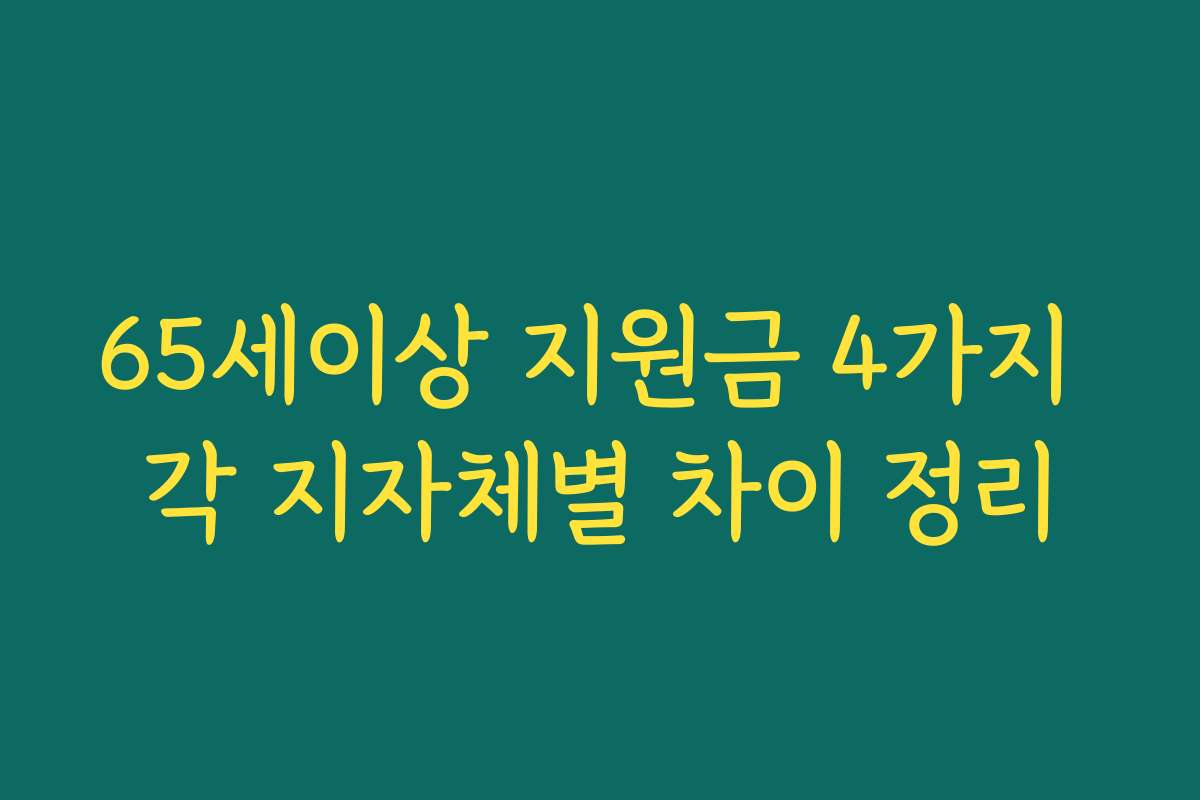65세이상 지원금 4가지 각 지자체별 차이 정리