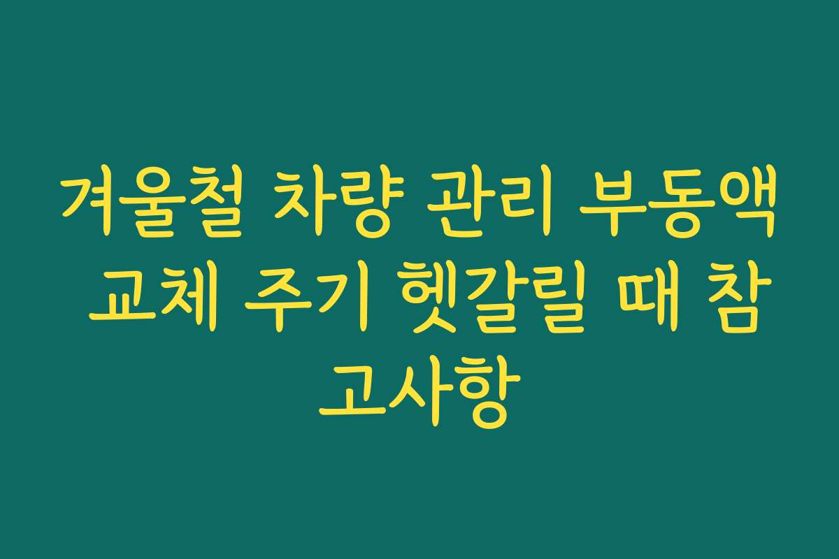 겨울철 차량 관리 부동액 교체 주기 헷갈릴 때 참고사항
