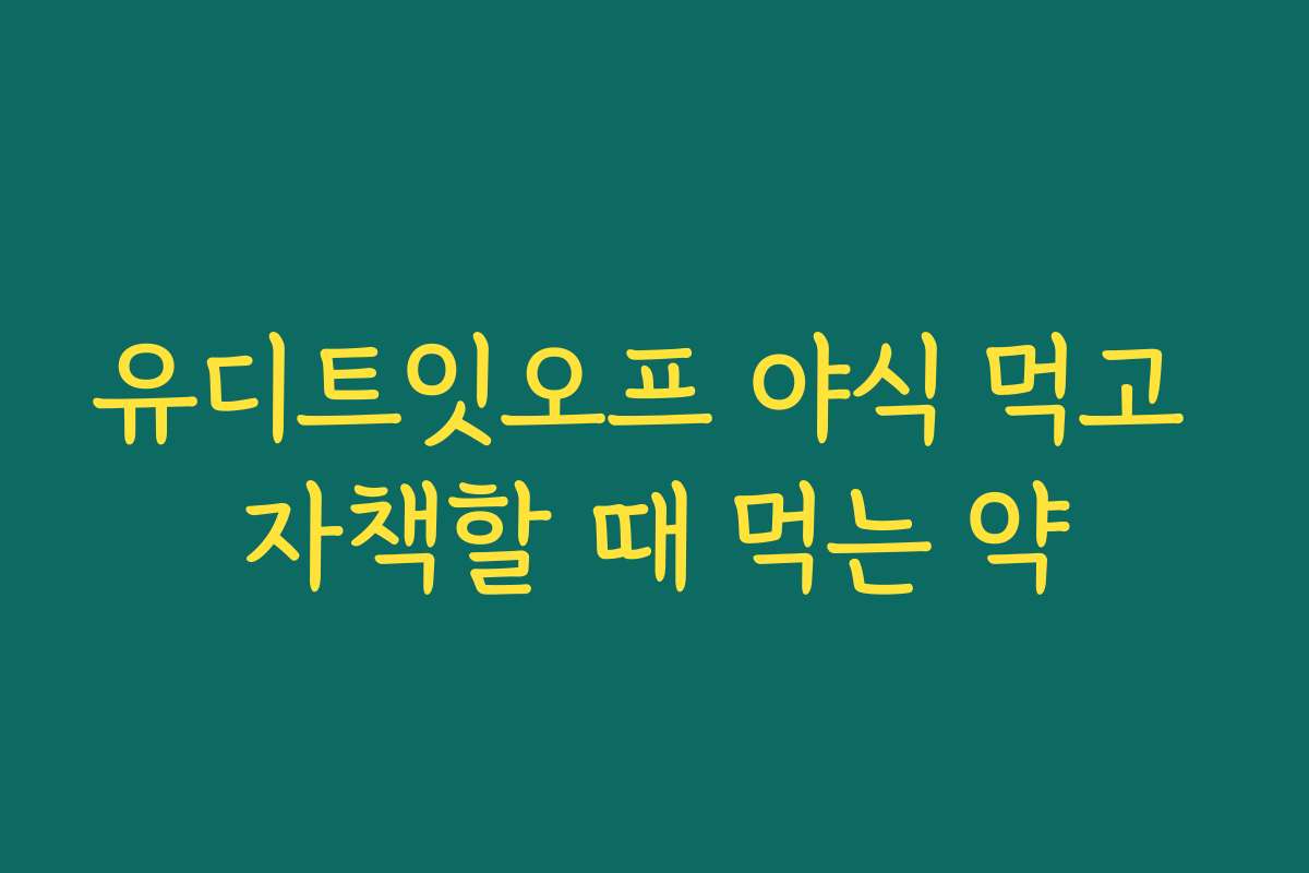 유디트잇오프 야식 먹고 자책할 때 먹는 약