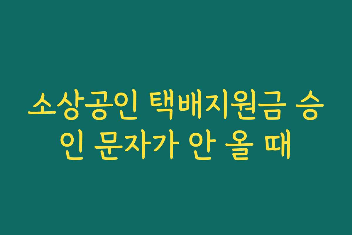소상공인 택배지원금 승인 문자가 안 올 때 소상공인 택배지원금 승인 문자가 안 올 때