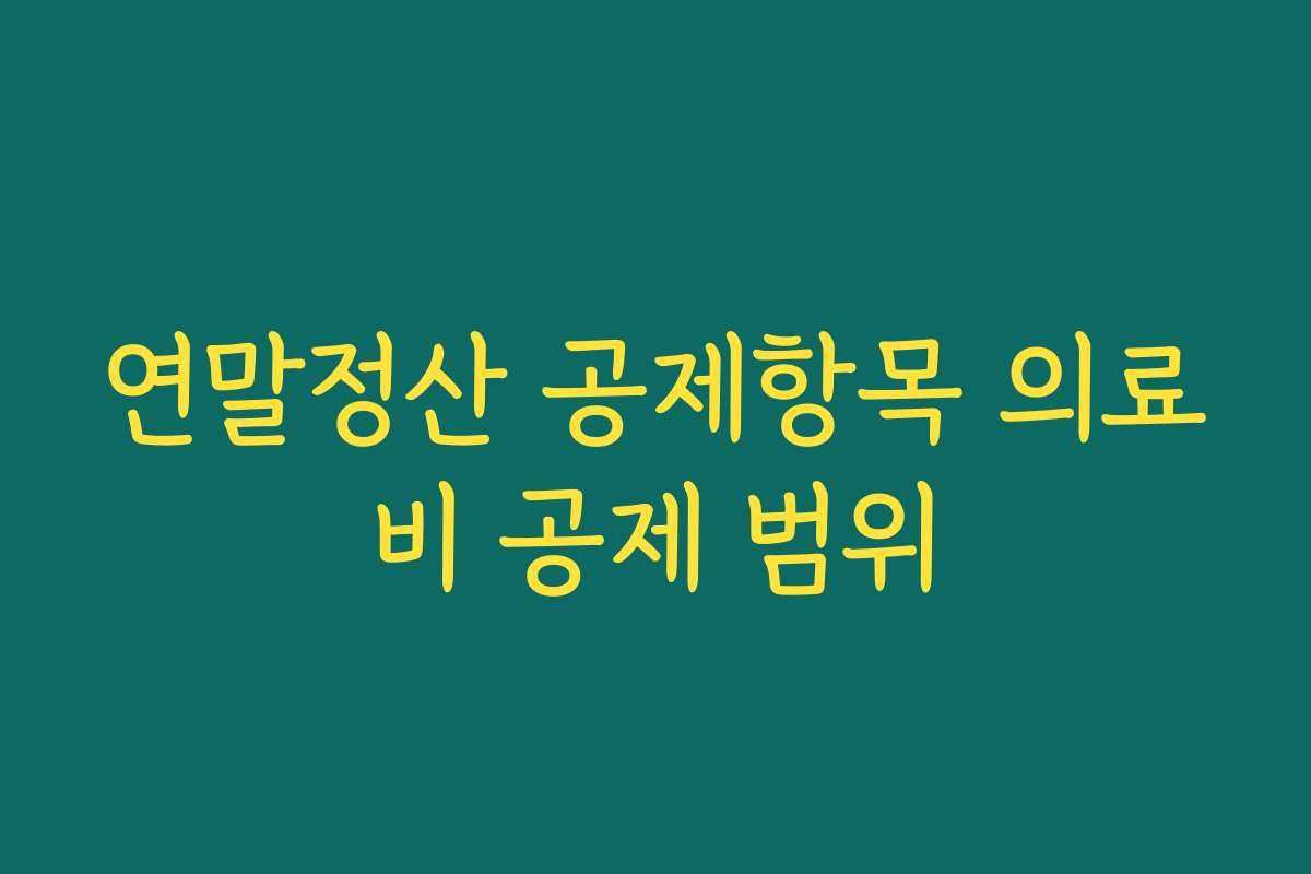 연말정산 공제항목 의료비 공제 범위