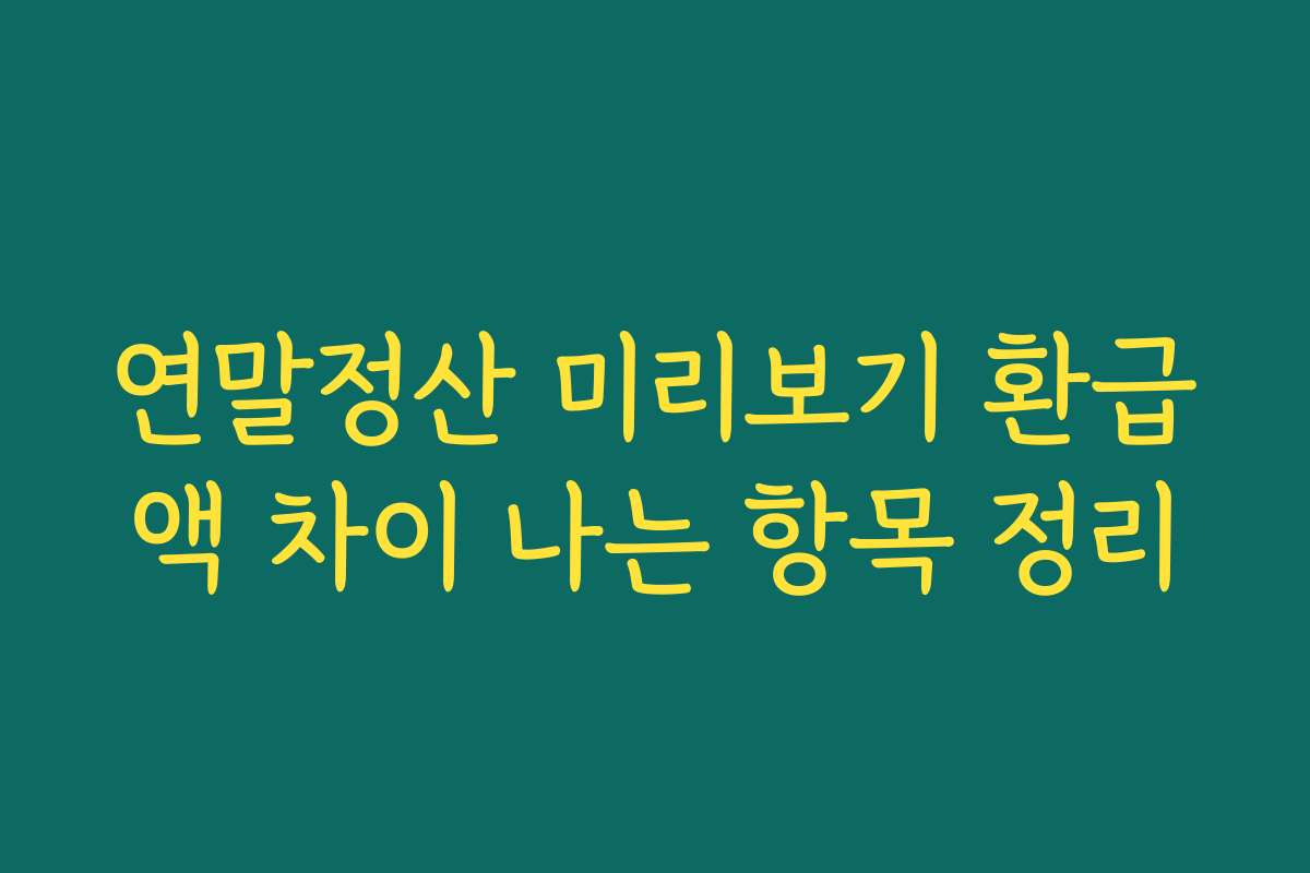 연말정산 미리보기 환급액 차이 나는 항목 정리