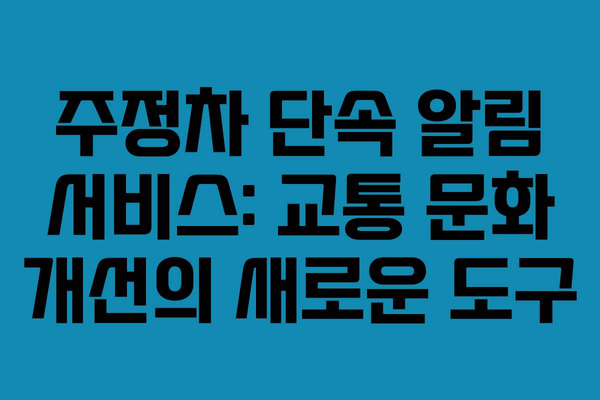 주정차 단속 알림 서비스: 교통 문화 개선의 새로운 도구 주정차 단속 알림 서비스: 교통 문화 개선의 새로운 도구
