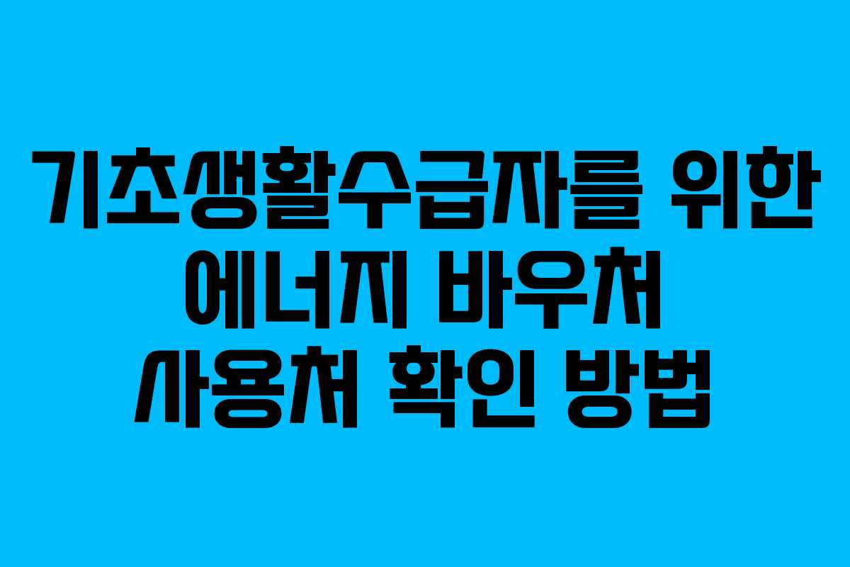기초생활수급자를 위한 에너지 바우처 사용처 확인 방법 기초생활수급자를 위한 에너지 바우처 사용처 확인 방법