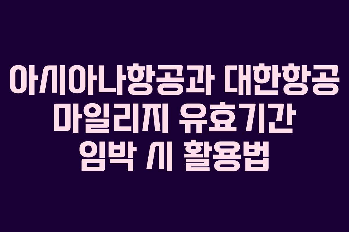 아시아나항공과 대한항공 마일리지 유효기간 임박 시 활용법 아시아나항공과 대한항공 마일리지 유효기간 임박 시 활용법