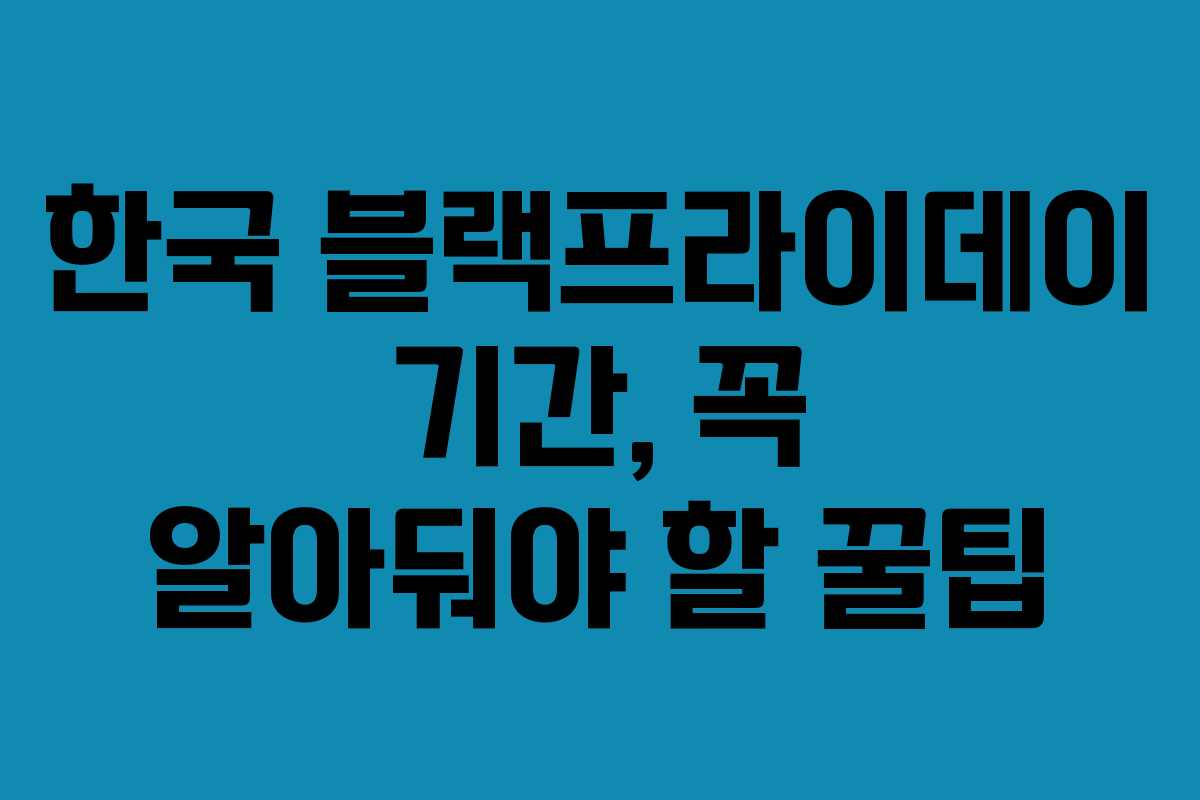 한국 블랙프라이데이 기간, 꼭 알아둬야 할 꿀팁