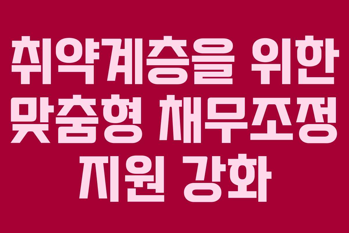 취약계층을 위한 맞춤형 채무조정 지원 강화 취약계층을 위한 맞춤형 채무조정 지원 강화