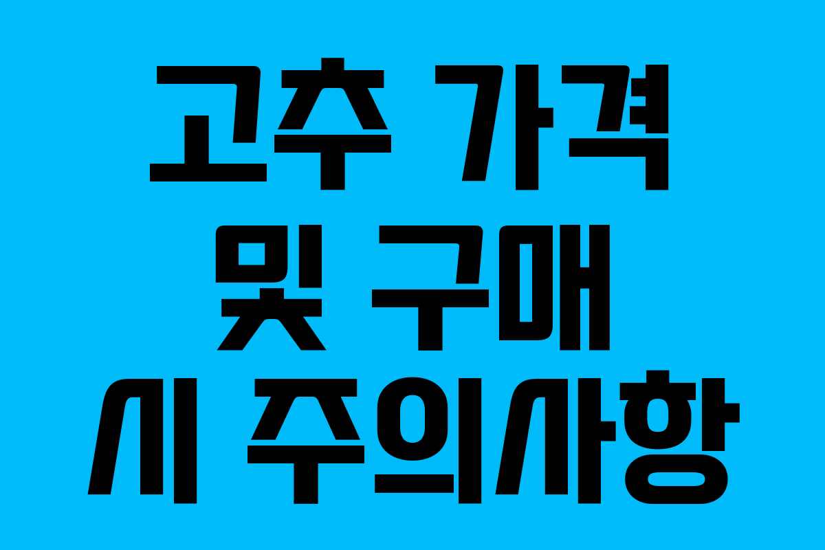 고추 가격 및 구매 시 주의사항