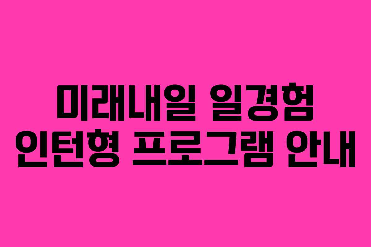 미래내일 일경험 인턴형 프로그램 안내 미래내일 일경험 인턴형 프로그램 안내