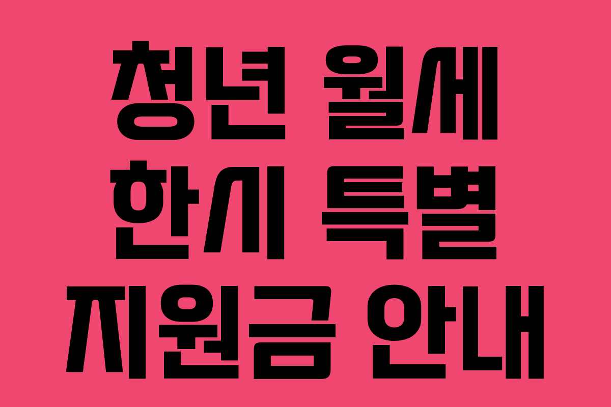 청년 월세 한시 특별 지원금 안내