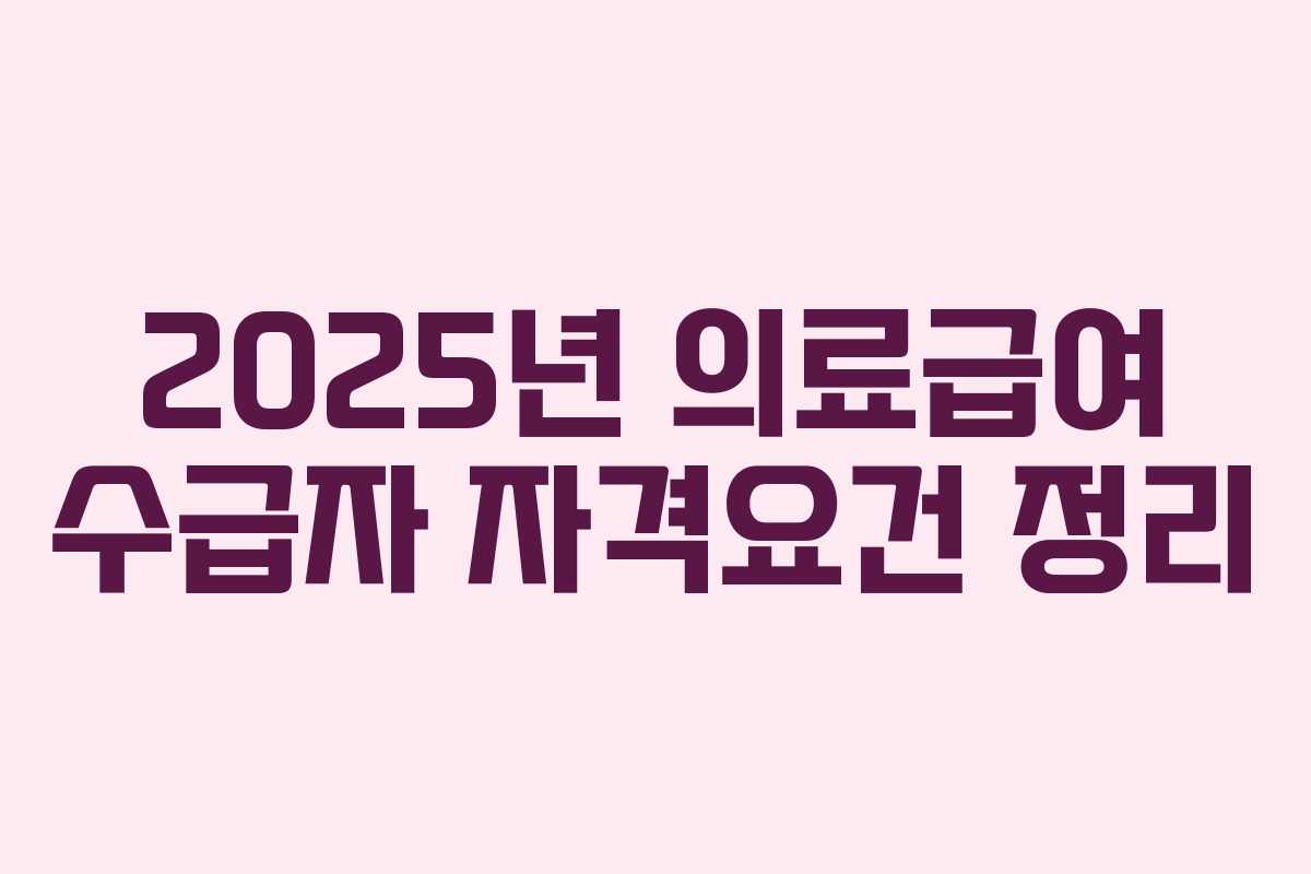 2025년 의료급여 수급자 자격요건 정리 2025년 의료급여 수급자 자격요건 정리