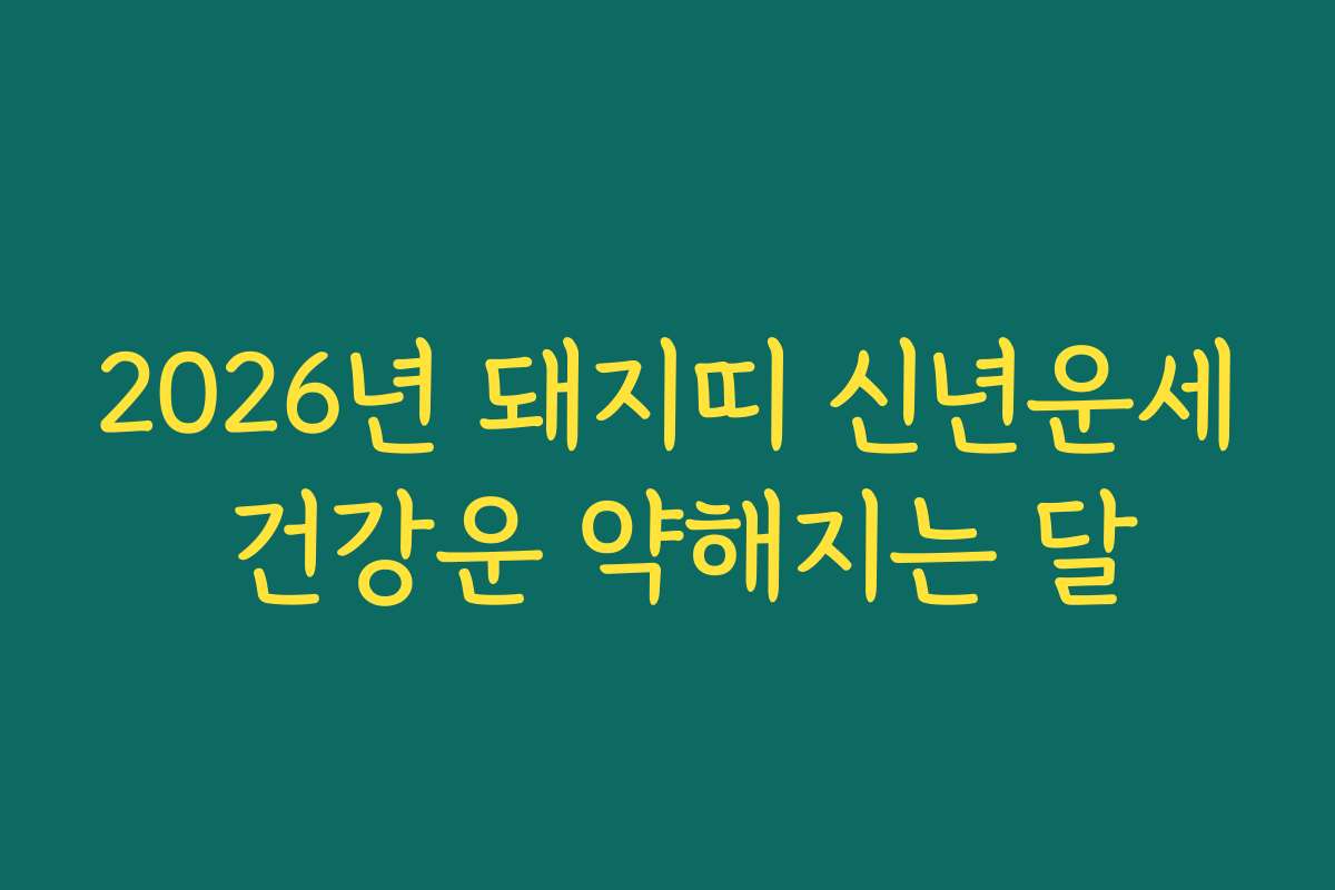 2026년 돼지띠 신년운세 건강운 약해지는 달