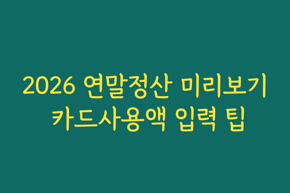 2026 연말정산 미리보기 카드사용액 입력 팁