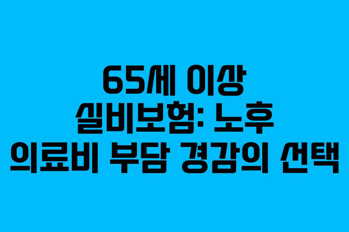 65세 이상 실비보험: 노후 의료비 부담 경감의 선택