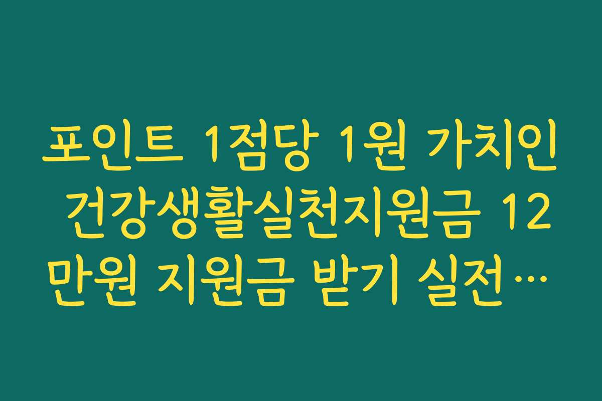 포인트 1점당 1원 가치인 건강생활실천지원금 12만원 지원금 받기 실전 가이드