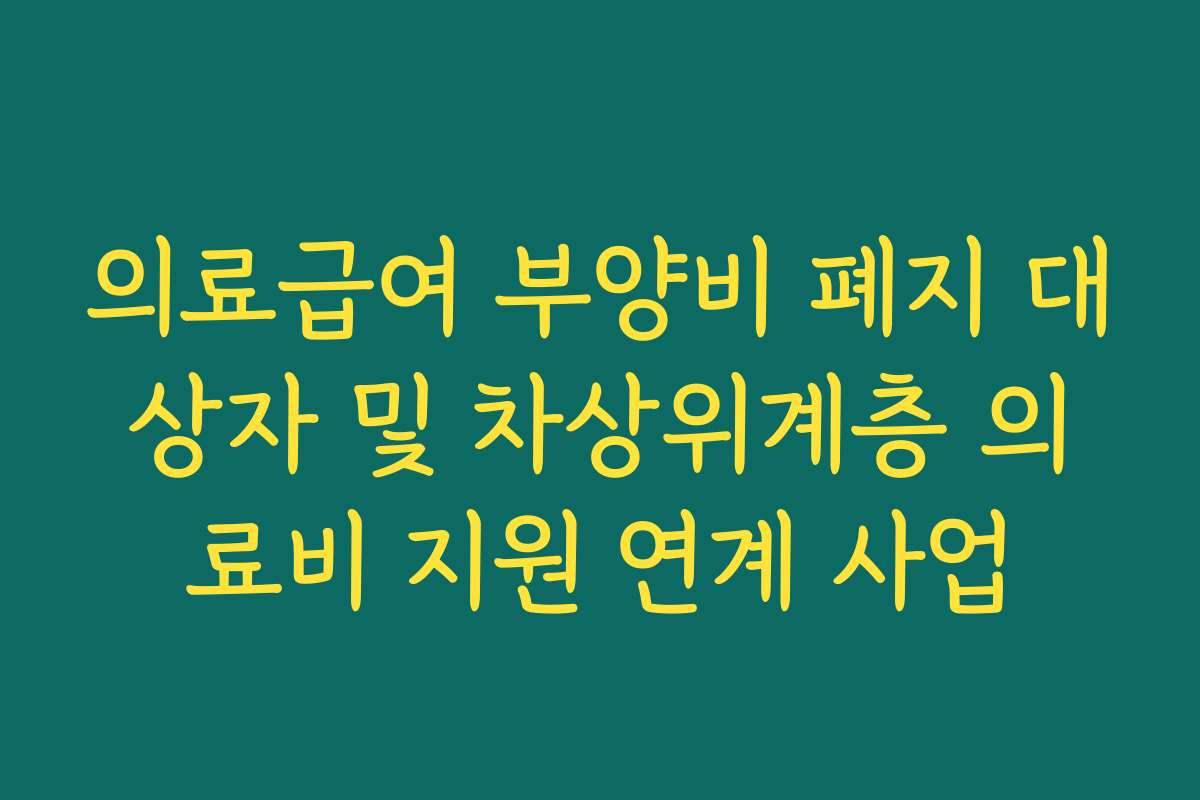 의료급여 부양비 폐지 대상자 및 차상위계층 의료비 지원 연계 사업