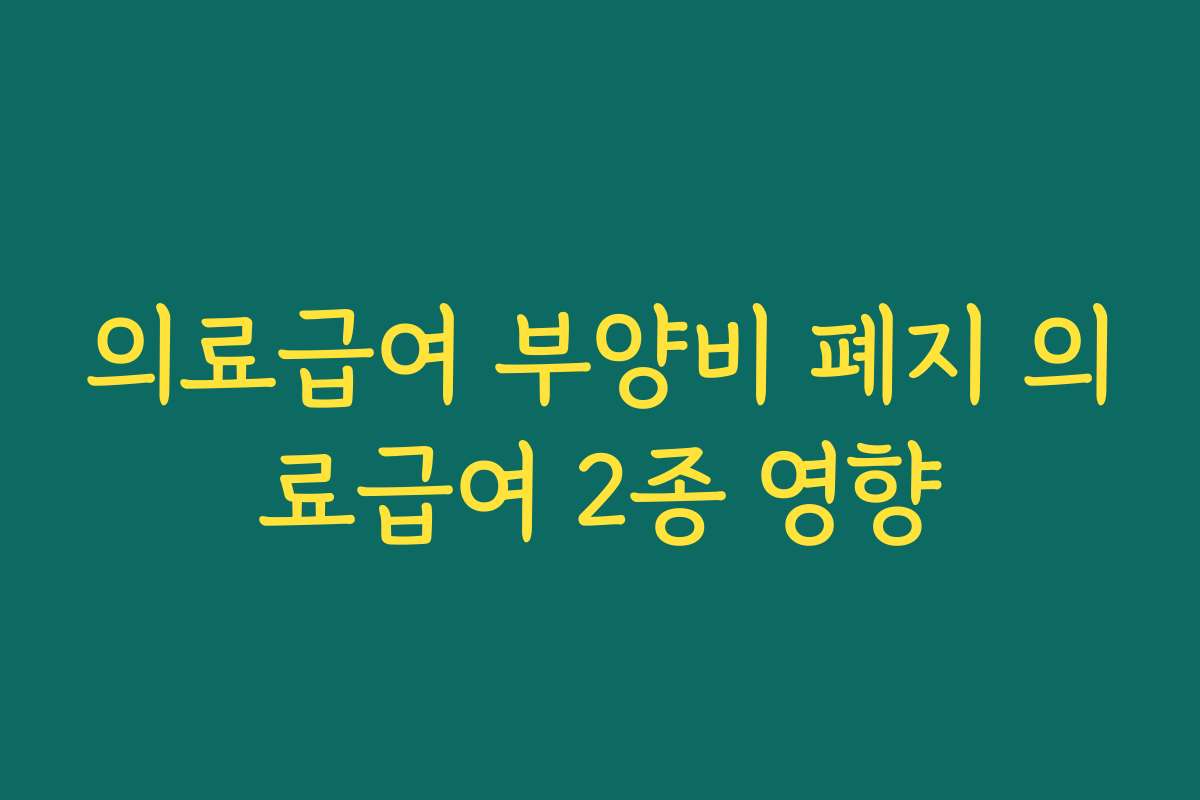 의료급여 부양비 폐지 의료급여 2종 영향