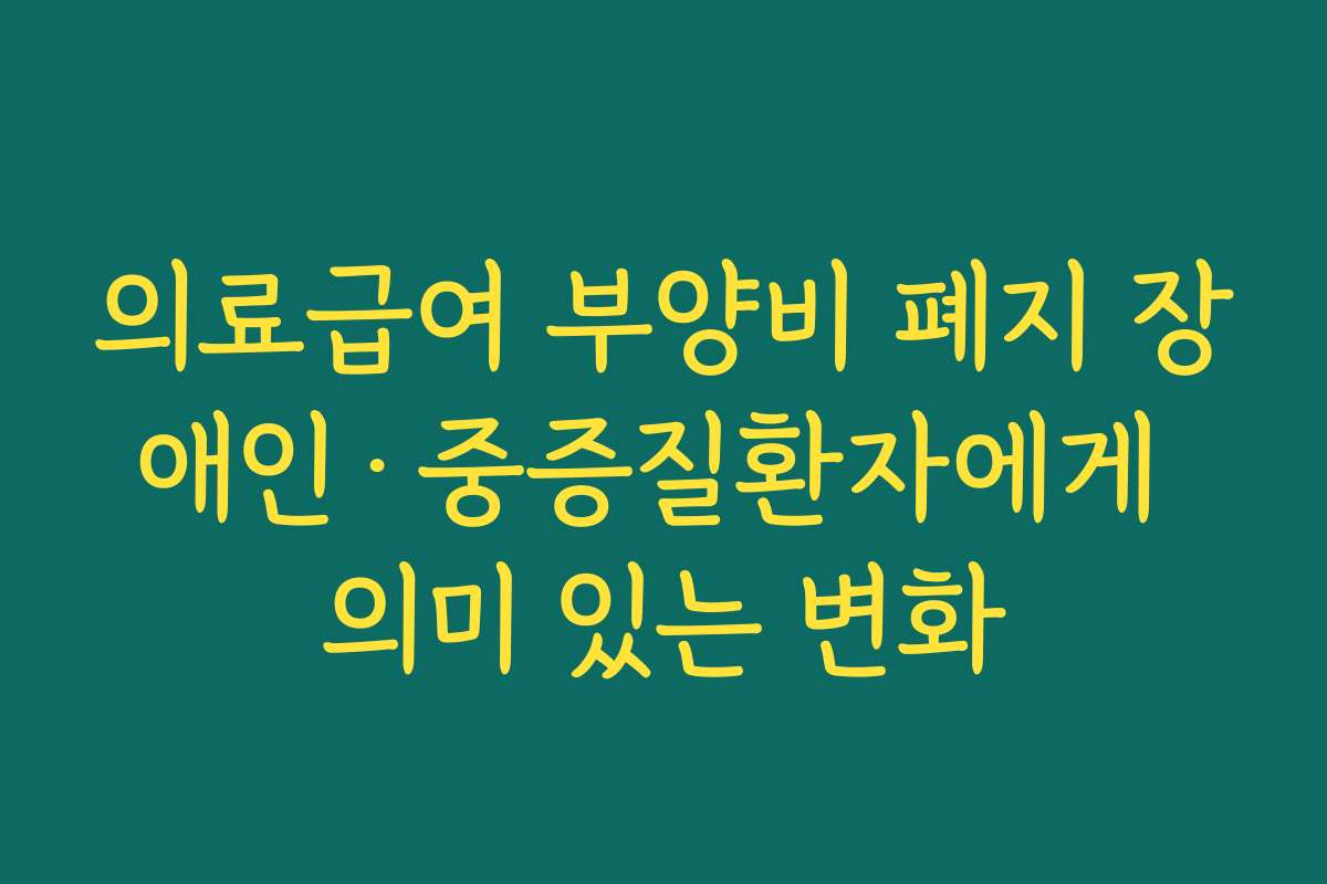 의료급여 부양비 폐지 장애인·중증질환자에게 의미 있는 변화 의료급여 부양비 폐지 장애인·중증질환자에게 의미 있는 변화