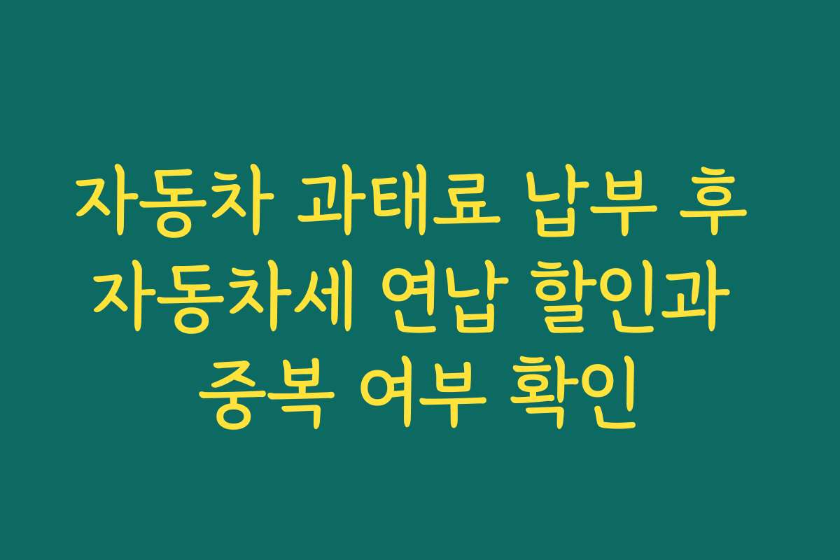 자동차 과태료 납부 후 자동차세 연납 할인과 중복 여부 확인