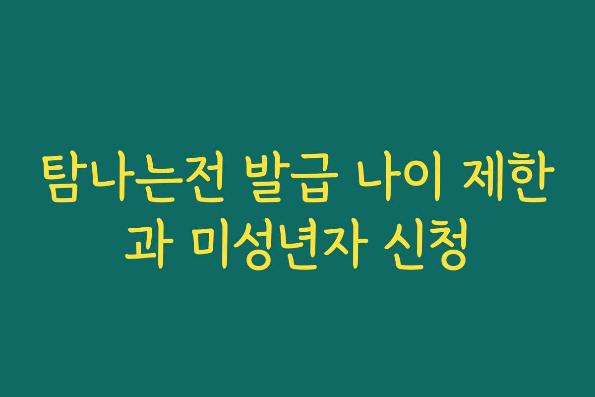 탐나는전 발급 나이 제한과 미성년자 신청 탐나는전 발급 나이 제한과 미성년자 신청