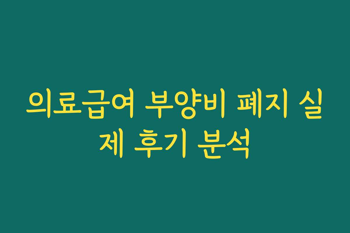 의료급여 부양비 폐지 실제 후기 분석