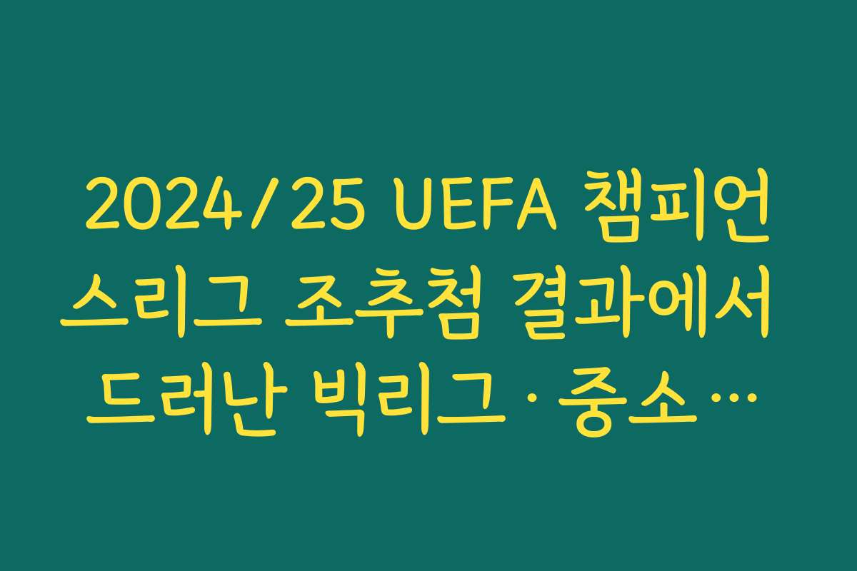 2024/25 UEFA 챔피언스리그 조추첨 결과에서 드러난 빅리그·중소리그 격차 분석