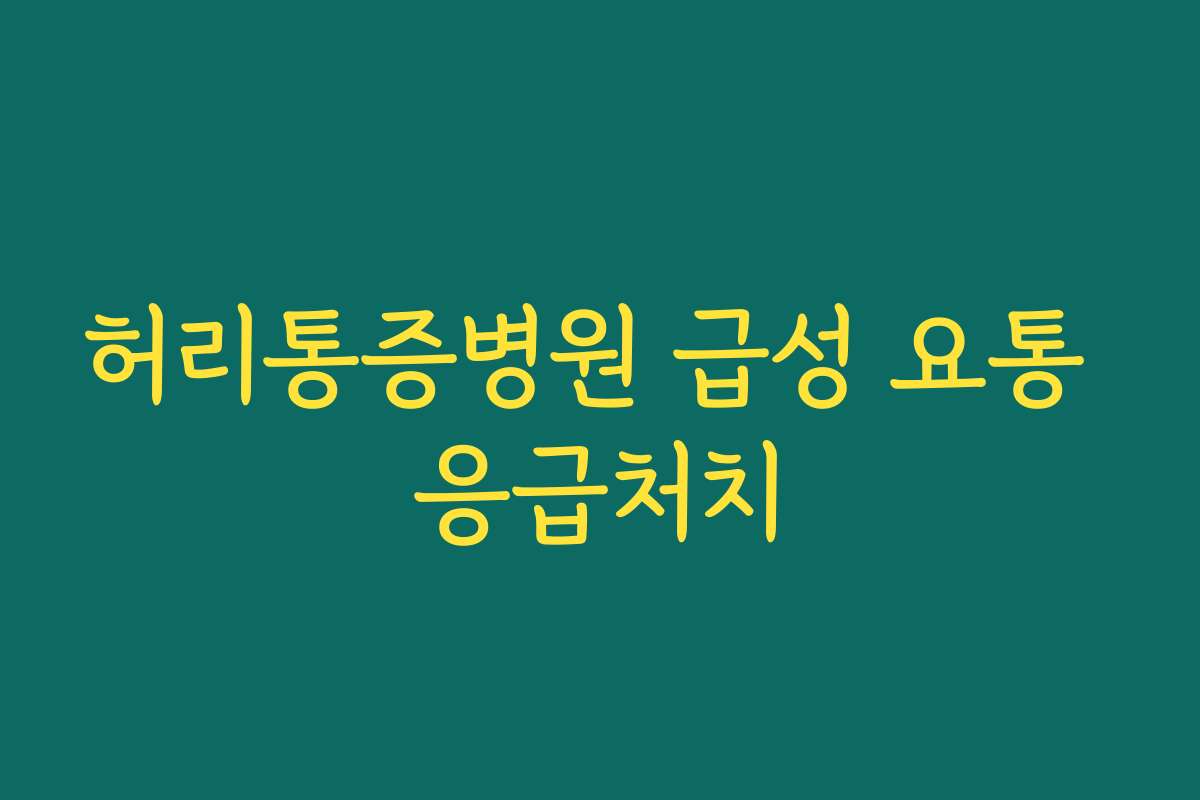 허리통증병원 급성 요통 응급처치