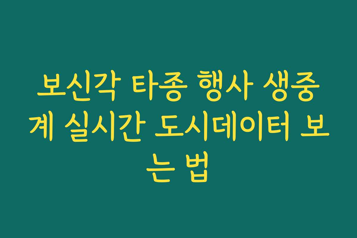 보신각 타종 행사 생중계 실시간 도시데이터 보는 법