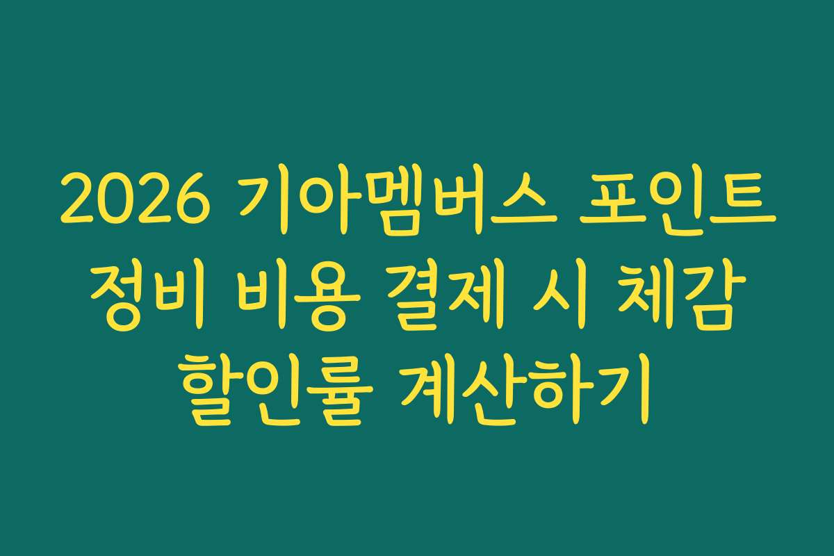 2026 기아멤버스 포인트 정비 비용 결제 시 체감 할인률 계산하기