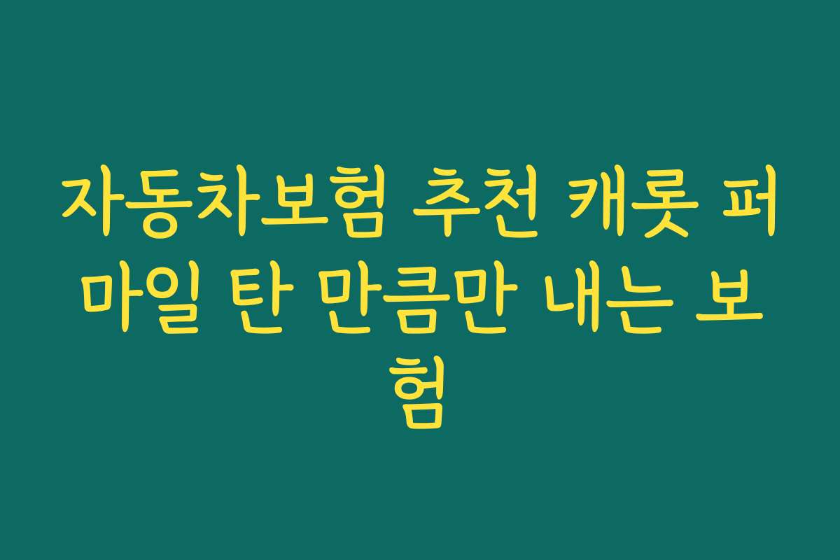 자동차보험 추천 캐롯 퍼마일 탄 만큼만 내는 보험