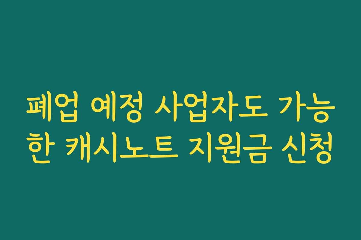 폐업 예정 사업자도 가능한 캐시노트 지원금 신청 폐업 예정 사업자도 가능한 캐시노트 지원금 신청