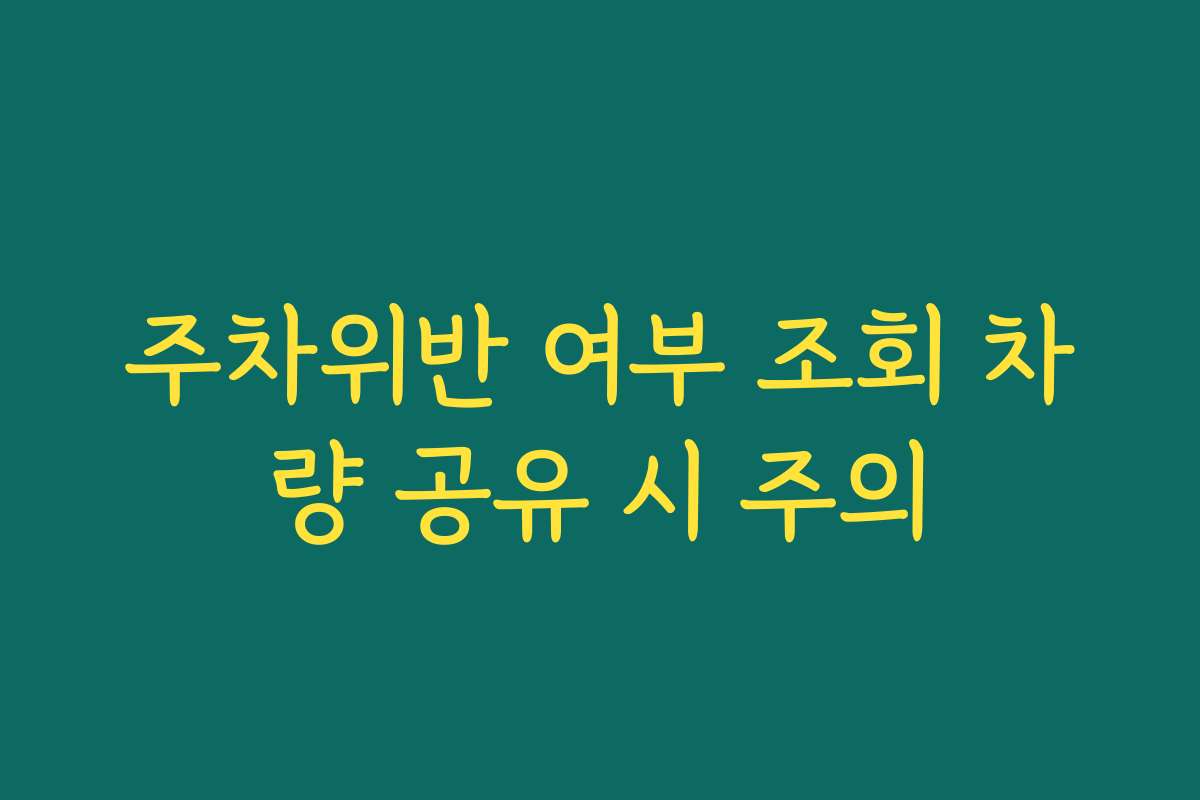 주차위반 여부 조회 차량 공유 시 주의
