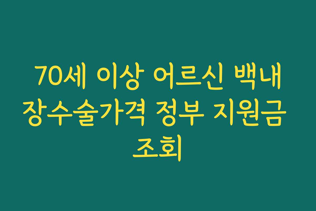 70세 이상 어르신 백내장수술가격 정부 지원금 조회