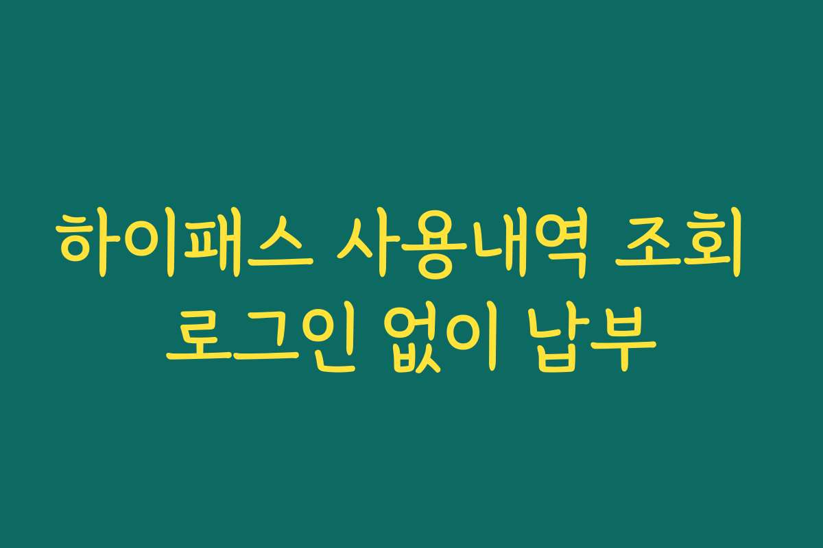하이패스 사용내역 조회 로그인 없이 납부