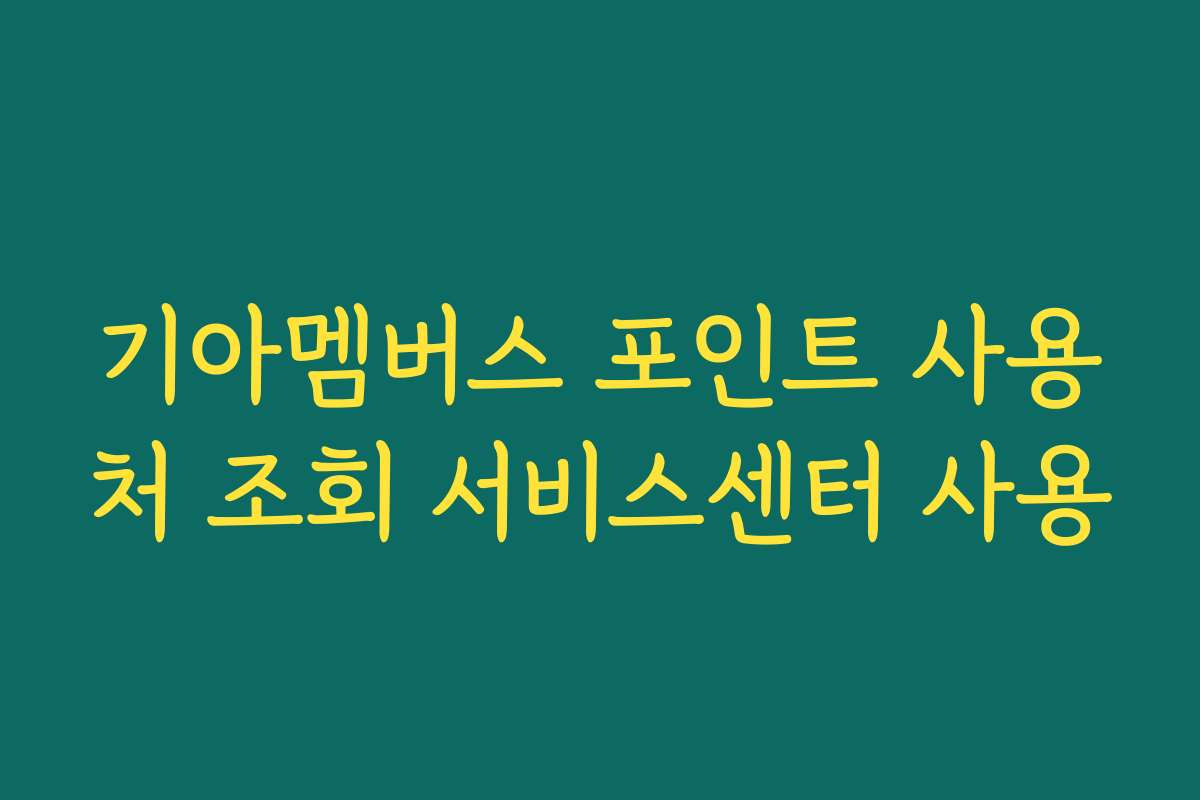 기아멤버스 포인트 사용처 조회 서비스센터 사용
