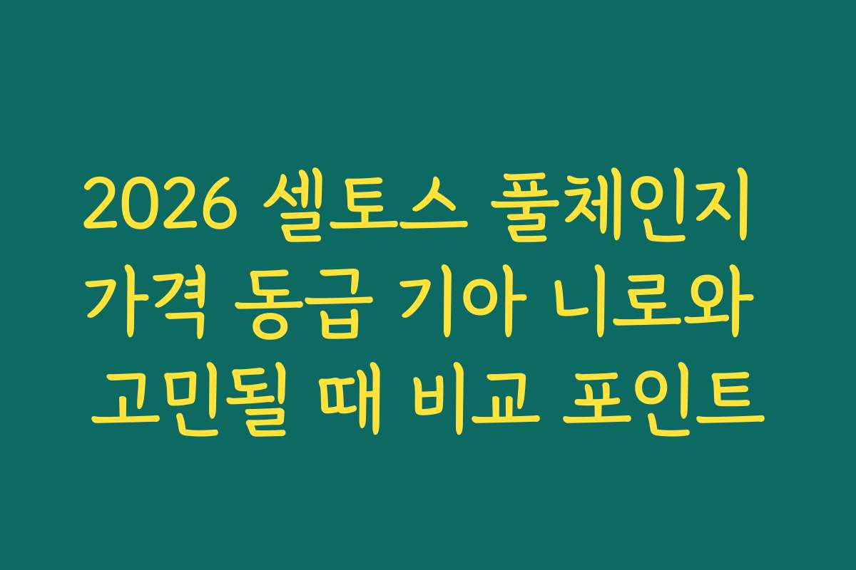 2026 셀토스 풀체인지 가격 동급 기아 니로와 고민될 때 비교 포인트