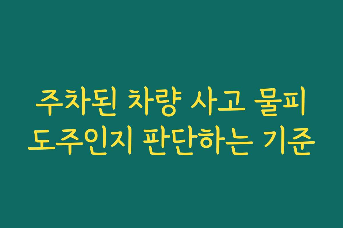 주차된 차량 사고 물피도주인지 판단하는 기준